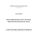 Luận văn thạc sỹ - Hoàn thiện phương thức thu thuế trên địa bàn Quận Hai Bà Trưng