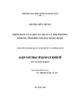 Luận văn thạc sỹ - Kiểm soát của Chi cục quản lý thị trường Hà Tĩnh đối với mặt hàng rượu