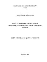 Luận văn thạc sỹ - Năng lực nhân viên kho quỹ tại các Trung tâm Viễn thông trực thuộc Viễn thông Nghệ an