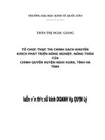 Luận văn thạc sỹ - Tổ chức thực thi chính sách khuyến khích phát triển nông nghiệp, nông thôn của chính quyền huyện Nghi Xuân, tỉnh Hà Tĩnh