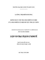 Luận văn thạc sỹ - Kiểm soát chi trả BHXH của BHXH huyện Thuận Châu