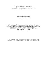 Luận văn thạc sỹ - Giải pháp hoàn thiện quản trị rủi ro tín dụng khách hàng cá nhân cho Ngân hàng thương mại cổ phần đầu tư và phát triển Việt Nam, Chi nhánh Hà Tĩnh