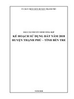 BÁO CÁO THUYẾT MINH TỔNG HỢP KẾ HOẠCH SỬ DỤNG ĐẤT NĂM 2018 HUYỆN THẠNH PHÚ – TỈNH BẾN TRE