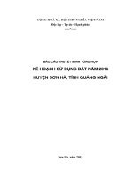 BÁO CÁO THUYẾT MINH TỔNG HỢP KẾ HOẠCH SỬ DỤNG ĐẤT NĂM 2016 HUYỆN SƠN HÀ, TỈNH QUẢNG NGÃI