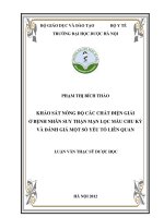 Khảo sát nồng độ các chất điện giải ở bệnh nhân suy thận mạn lọc máu chu kỳ và đánh giá một số yếu tố liên quan 