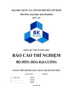BÁO cáo THÍ NGHIỆM hóa đại CƯƠNG 