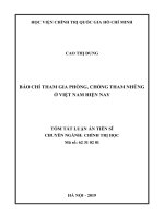 Báo chí tham gia phòng, chống tham nhũng ở việt nam hiện nay TT 