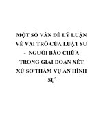 MỘT số vấn đề lý LUẬN về VAI TRÒ của LUẬT sư NGƯỜI bào CHỮA TRONG GIAI đoạn xét xử sơ THẨM vụ án HÌNH sự