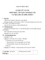 Giáo án Tiếng Việt 3 tuần 21 bài: Luyện từ và câu  Nhân hóa. Ôn tập cách đặt và trả lời câu hỏi Ở đâu?