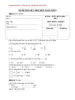 Bộ đề thi giữa HK2 môn toán lớp 5 