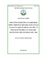 Phân tích ảnh hưởng của hiệp định tripstrips plus đến khả năng sẵn có và giá của một số thuốc ung thư và tim mạch còn hiệu lực bằng độc quyền sáng chế, giai đoạn 1995   2010 