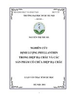 Nghiên cứu định lượng phyllanthin trong diệp hạ châu và các sản phẩm có chứa diệp hạ châu 
