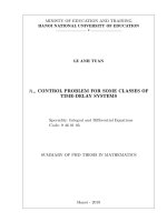 Bài toán điều khiển ℋ∞ cho một số lớp hệ phương trình có trễ tt tiếng anh 
