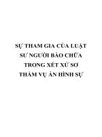 SỰ THAM GIA của LUẬT sư NGƯỜI bào CHỮA TRONG xét xử sơ THẨM vụ án HÌNH sự