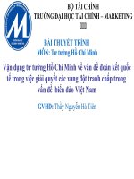 Vận dụng tư tưởng hồ chí minh về vấn đề đoàn kết quốc tế trong việc giải quyết các xung đột tranh chấp trong vấn đề biển đảo việt nam 