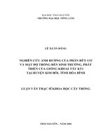 Nghiên cứu ảnh hưởng của phân hữu cơ và mật độ trồng đến sinh trưởng, phát triển của giống khoai tây KT1 tại huyện kim bôi, tỉnh hào bình 