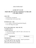 Giáo án Tiếng Việt 3 tuần 21 bài: Luyện từ và câu  Nhân hóa. Ôn tập cách đặt và trả lời câu hỏi Ở đâu?