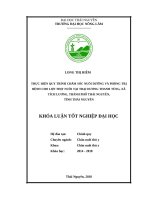 Thực hiện quy trình chăm sóc nuôi dưỡng và phòng trị bệnh cho lợn thịt nuôi tại trại dương thanh tùng, xã tích lương   thành phố thái nguyên   tỉnh thái nguyên 