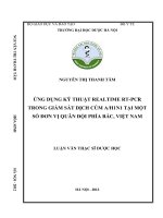 Ứng dụng kỹ thuật realtime RT   PCR trong giảm sát dịch cúm AH1N1 tại một số đơn vị quân đội phía bắc việt nam 