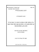 Tỷ lệ mắc và chất lượng cuộc sống của học sinh tiểu học bị thừa cân, béo phì tại thành phố lạng sơn 