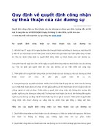 Quy định về quyết định công nhận sự thoả thuận của các đương sự