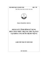 Khảo sát tình hình sử dụng hóa chất điều trị ung thư dạ dày tại khoa ung bướu bệnh viện e 