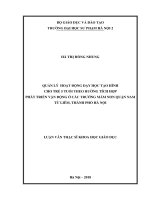 Quản lý HĐ dạy học TH cho trẻ 5 tuổi theo hướng tích hợp phát triển vận động ở các trường MN Quận Nam Từ Liêm, Thành phố Hà Nội