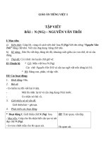 Giáo án Tiếng Việt 3 tuần 20 bài: Tập viết  Ôn chữ hoa: N (tiếp theo)