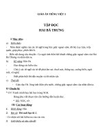 Giáo án Tiếng Việt 3 tuần 19 bài: Tập đọc  Hai Bà Trưng