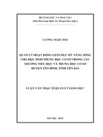 Quản lí hoạt động giáo dục kỹ năng sống cho học sinh trung học cơ sở trong các trường tiểu học và trung học cơ sở huyện Yên Bình, Tỉnh Yên Bái