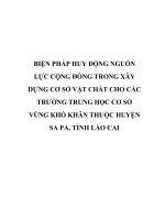 BIỆN PHÁP HUY ĐỘNG NGUỒN lực CỘNG ĐỒNG TRONG xây DỰNG cơ sở vật CHẤT CHO các TRƯỜNG TRUNG học cơ sở VÙNG KHÓ KHĂN THUỘC HUYỆN SA PA, TỈNH lào CAI