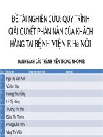 ĐỀ TÀI NGHIÊN CỨU: QUY TRÌNH GIẢI QUYẾT PHÀN NÀN CỦA KHÁCH HÀNG TẠI BỆNH VIỆN E HÀ NỘI