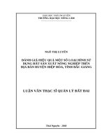 Đánh giá hiệu quả một số loại hình sử dụng đất sản xuất nông nghiệp trên địa bàn huyện hiệp hòa, tỉnh bắc giang 