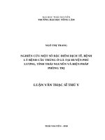Nghiên cứu một số đặc điểm dịch tễ, bệnh lý bệnh cầu trùng ở gà tại huyện phú lương, tỉnh thái nguyên và biện pháp phòng trị 