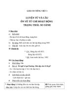 Giáo án Tiếng Việt 3 tuần 12 bài: Luyện từ và câu  Ôn tập về từ chỉ hoạt động, trạng thái, so sánh