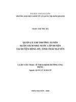 Quản lý chi thường xuyên ngân sách nhà nước cấp huyện tại huyện đồng hỷ, tỉnh thái nguyên 