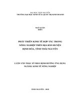Phát triển kinh tế hợp tác trong nông nghiệp trên địa bàn huyện định hóa, tỉnh thái nguyên 