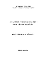 Luận văn thạc sỹ - Hoàn thiện tổ chức kế toán tại bệnh viện Phụ sản Hà Nội