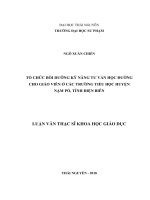 Tổ chức bồi dưỡng kỹ năng tư vấn học đường cho giáo viên ở các trường tiểu học huyện nậm pồ, tỉnh điện biên 