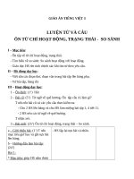 Giáo án Tiếng Việt 3 tuần 12 bài: Luyện từ và câu  Ôn tập về từ chỉ hoạt động, trạng thái, so sánh