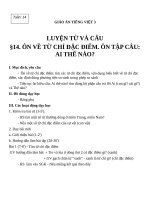 Giáo án Tiếng Việt 3 tuần 14 bài: Luyện từ và câu  Ôn tập về các từ chỉ đặc điểm, ôn tập câu, Ai như thế nào?