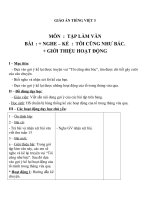 Giáo án Tiếng Việt 3 tuần 14 bài: Tập làm văn  Nghe  kể: Tôi cũng như bác, giới thiệu hoạt động