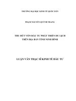 Luận văn thạc sỹ - Thu hút vốn đầu tư phát triển du lịch trên địa bàn tỉnh Ninh Bình