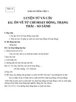 Giáo án Tiếng Việt 3 tuần 12 bài: Luyện từ và câu  Ôn tập về từ chỉ hoạt động, trạng thái, so sánh