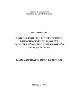 Đánh giá tình hình chuyển nhượng, tặng cho quyền sử dụng đất tại huyện nông cống tỉnh thanh hóa giai đoạn 2013 2017 