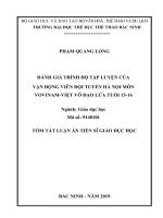 Đánh giá trình độ tập luyện của vận động viên đội tuyển hà nội môn vovinam việt võ đạo lứa tuổi 15 16 tt 