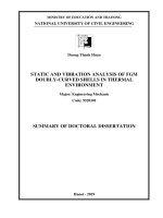 Phân tích tĩnh và động kết cấu vỏ thoải FGM hai độ cong trong môi trường nhiệt tt tiếng anh 