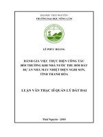 Đánh giá việc thực hiện công tác bồi thường khi nhà nước thu hồi đất dự án nhà máy nhiệt điện Nghi Sơn, tỉnh Thanh Hóa (Luận văn thạc sĩ)
