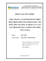 Thực trạng và giải pháp hoàn thiện hoạt động kiểm toán khoản mục vốn bằng tiền tại công ty TNHH dịch vụ tư vấn tài chính kế toán và kiểm toán phía nam (AASCs) 
