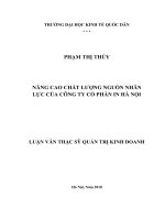 Luận văn thạc sỹ - Nâng cao chất lượng nguồn nhân lực của Công ty Cổ phần In Hà Nội